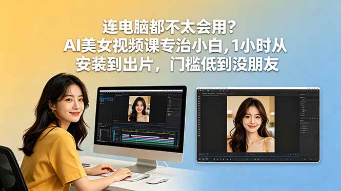 连电脑都不太会用？AI美女视频课专治小白，1小时从安装到出片，门槛低到没朋友-小创项目网