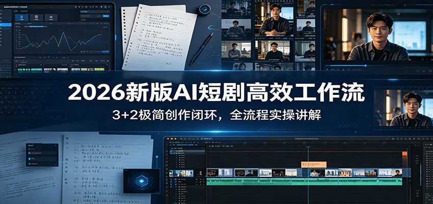 2026新版AI短剧高效工作流：3+2极简创作闭环，全流程实操讲解-小创项目网