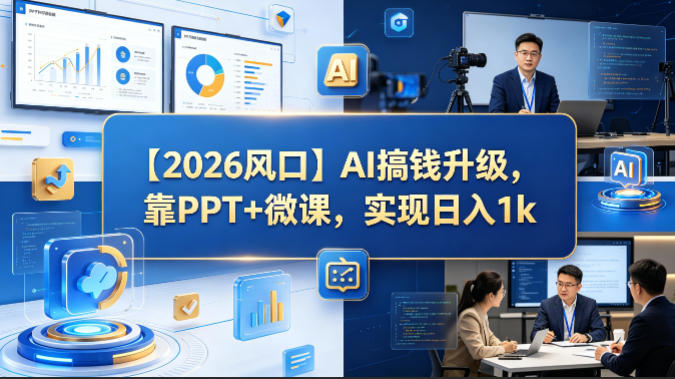 【2026风口】AI搞钱升级，靠PPT+微课，实现日入1k-小创项目网